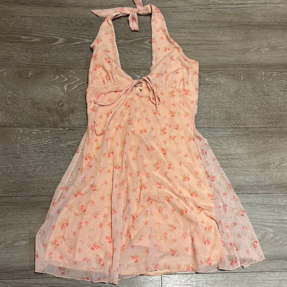 See You Monday Baby Pink Halter Mini Dress (NWT)